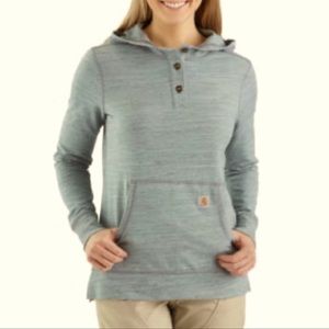 Carhartt Women’s Norwalk Henley Hoodie Long Sleeve Pullover Sweatshirt Top Large